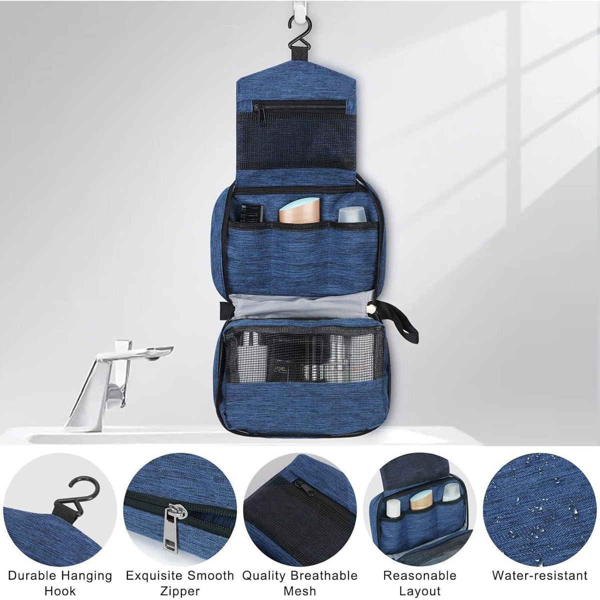 Hängender Kulturbeutel Marineblau S Wasserdicht Reise Organizer