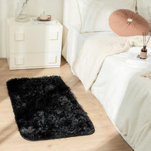 OMERAI Hochflor Shaggy Teppich Schwarz 60x110cm