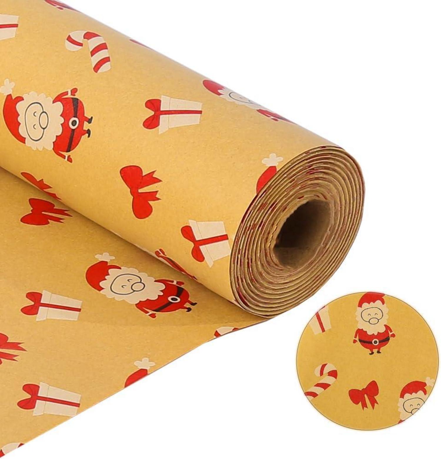 Weihnachtsgeschenkpapierrolle 43 cm x 20 m Weihnachtsmann Kraftpapierrecycling