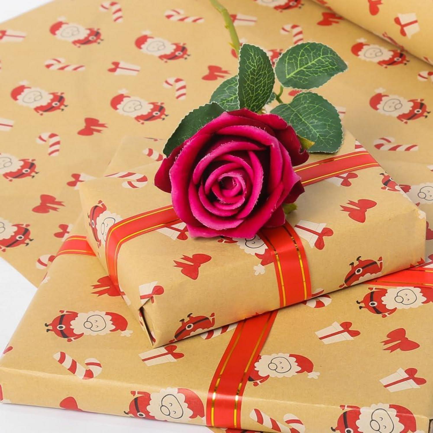 Rollenpaket 43cm x 20m Weihnachtsgeschenkpapier Kraftpapier