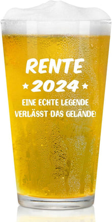 Bierglas Rente Geschenk 2024 Renteneintritt Ruhestand 15oz