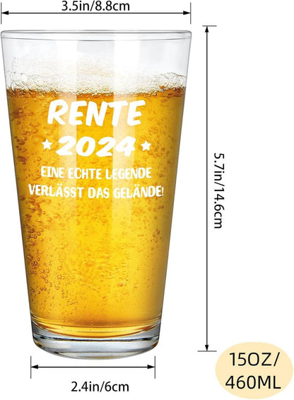 Rente 2024 Bierglas Geschenk Rentner Mann Ruhestand 15oz