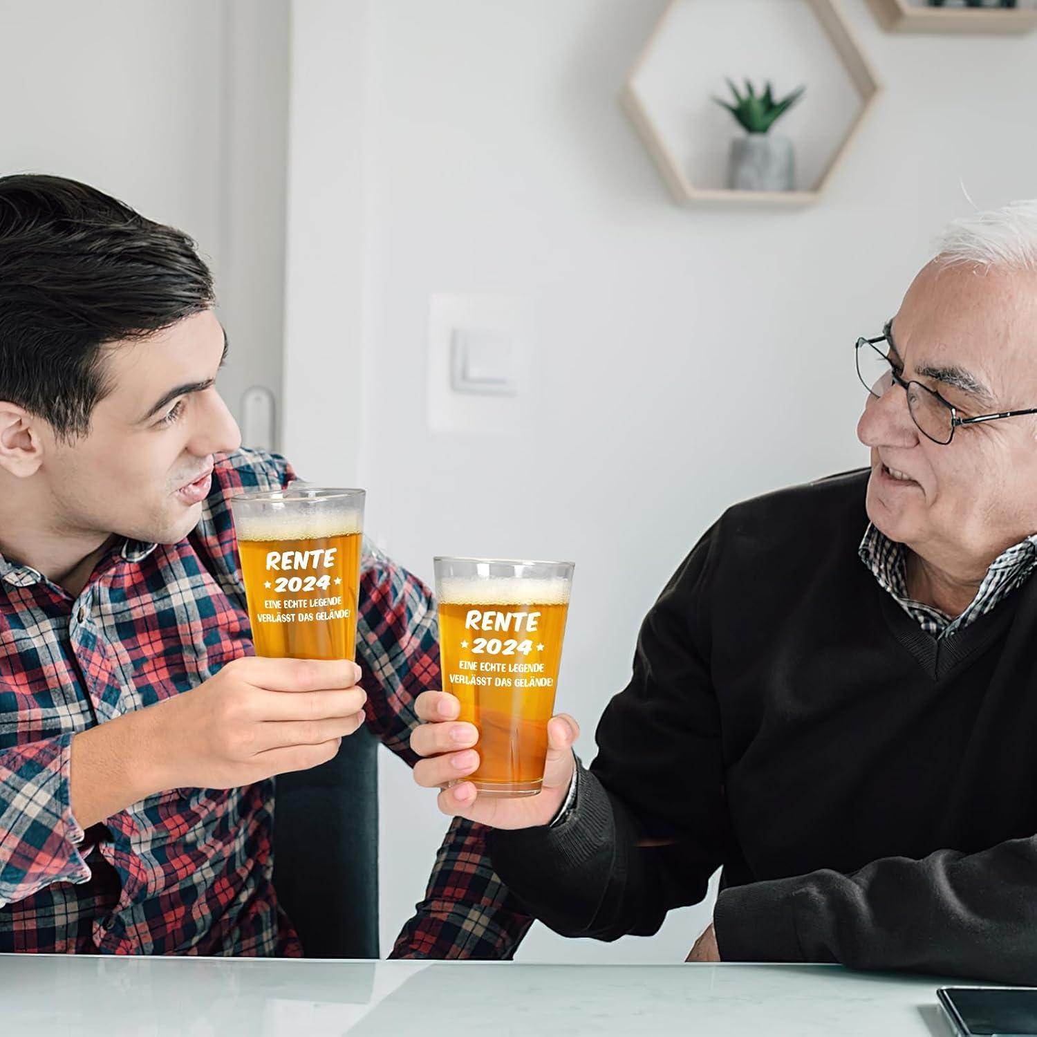 Bierglas Rente Geschenk 2024 Renteneintritt Ruhestand Rentner Kollegen 15oz
