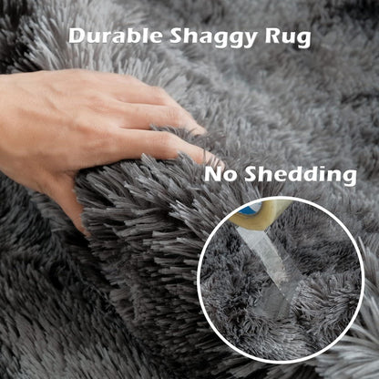 OMERAI Hochflor Shaggy Teppich Dunkelgrau/60x110cm - Waschbar, Antirutsch