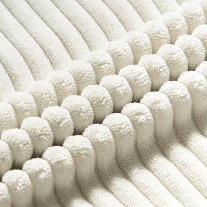 Kissenbezug 35x35cm 2er Set Gestreiftes Muster Kordsamt Cream