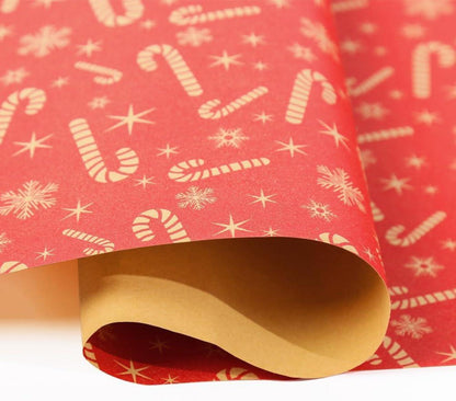 Weihnachtsgeschenkpapierrolle Kraftpapier Sterne Schneeflocken 43cm x