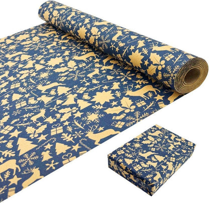 Weihnachtsgeschenkpapierrolle 43cm Kraftpapier mit Weihnachtsmustern