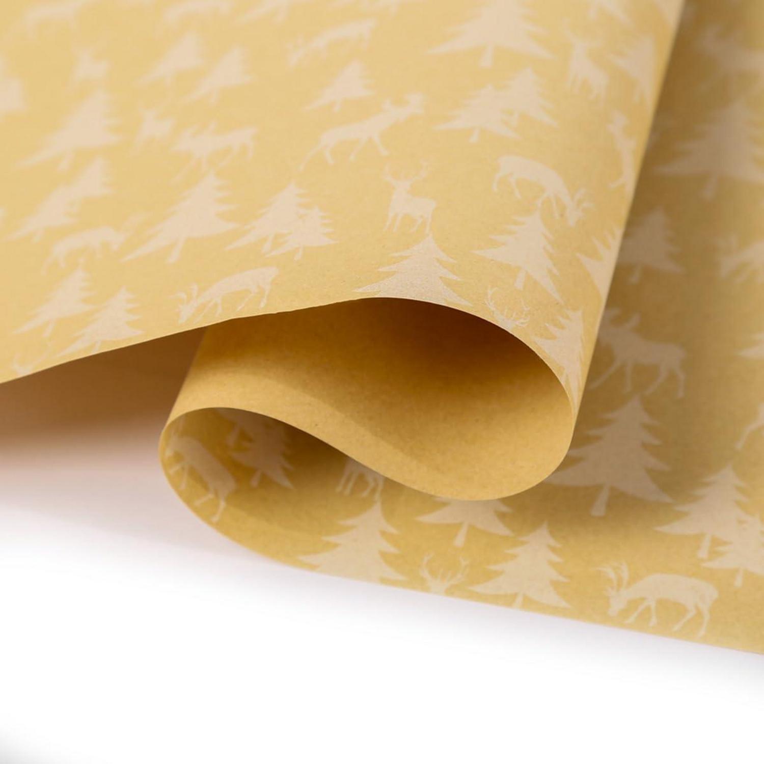 Weihnachtsgeschenkpapierrolle Kraftpapier Elch Baum 43x20m