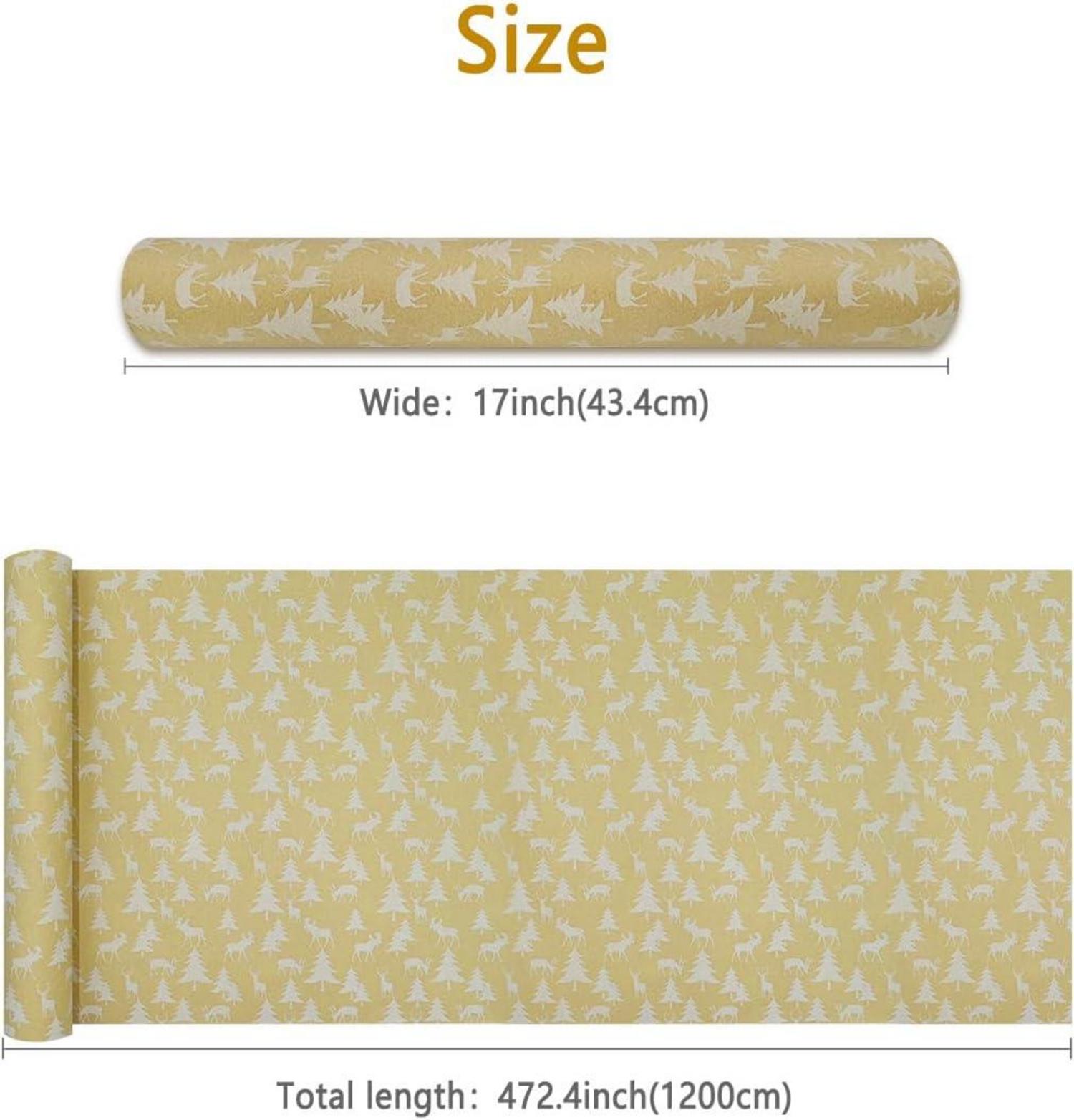 Weihnachtsgeschenkpapierrolle 43x20m Elch Baum Kraftpapierrecycling