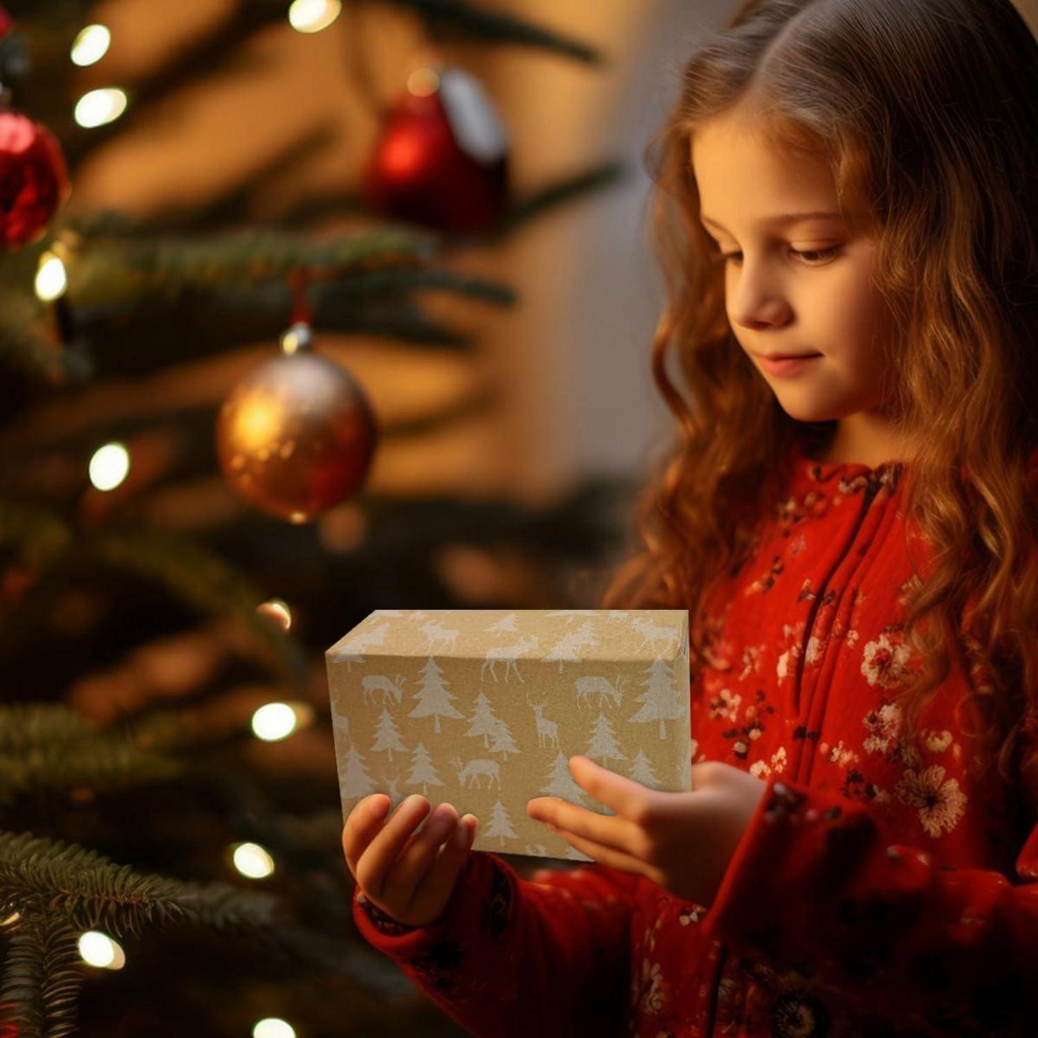 43cm x 20m Kraftpapier Weihnachtsgeschenkpapierrolle Elch Baum