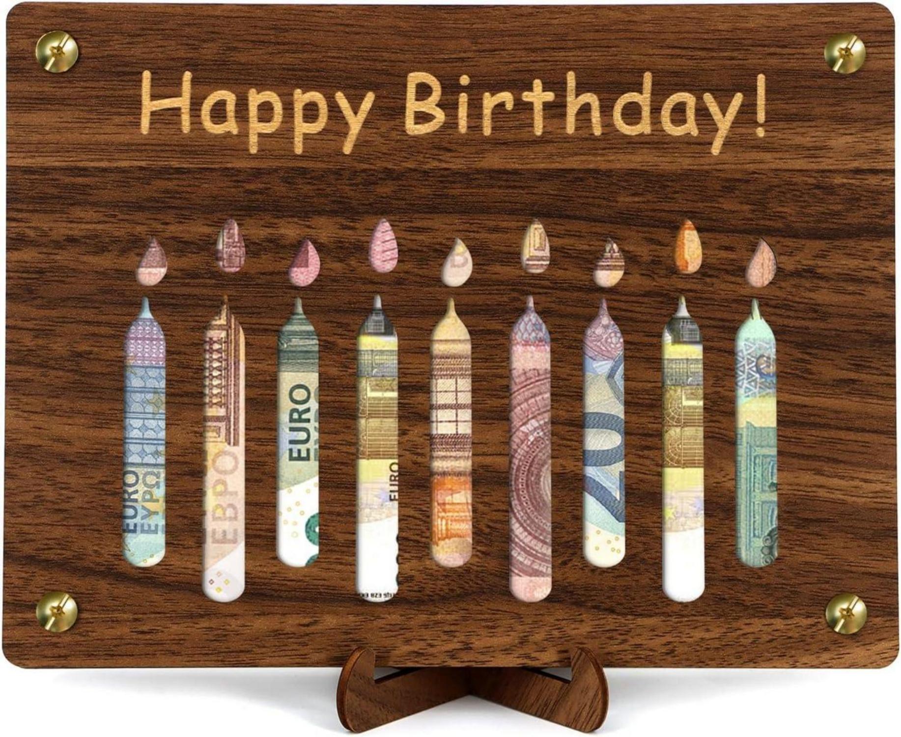 Geldgeschenke Geburtstag Holz Verpackung Geburtstagskarte