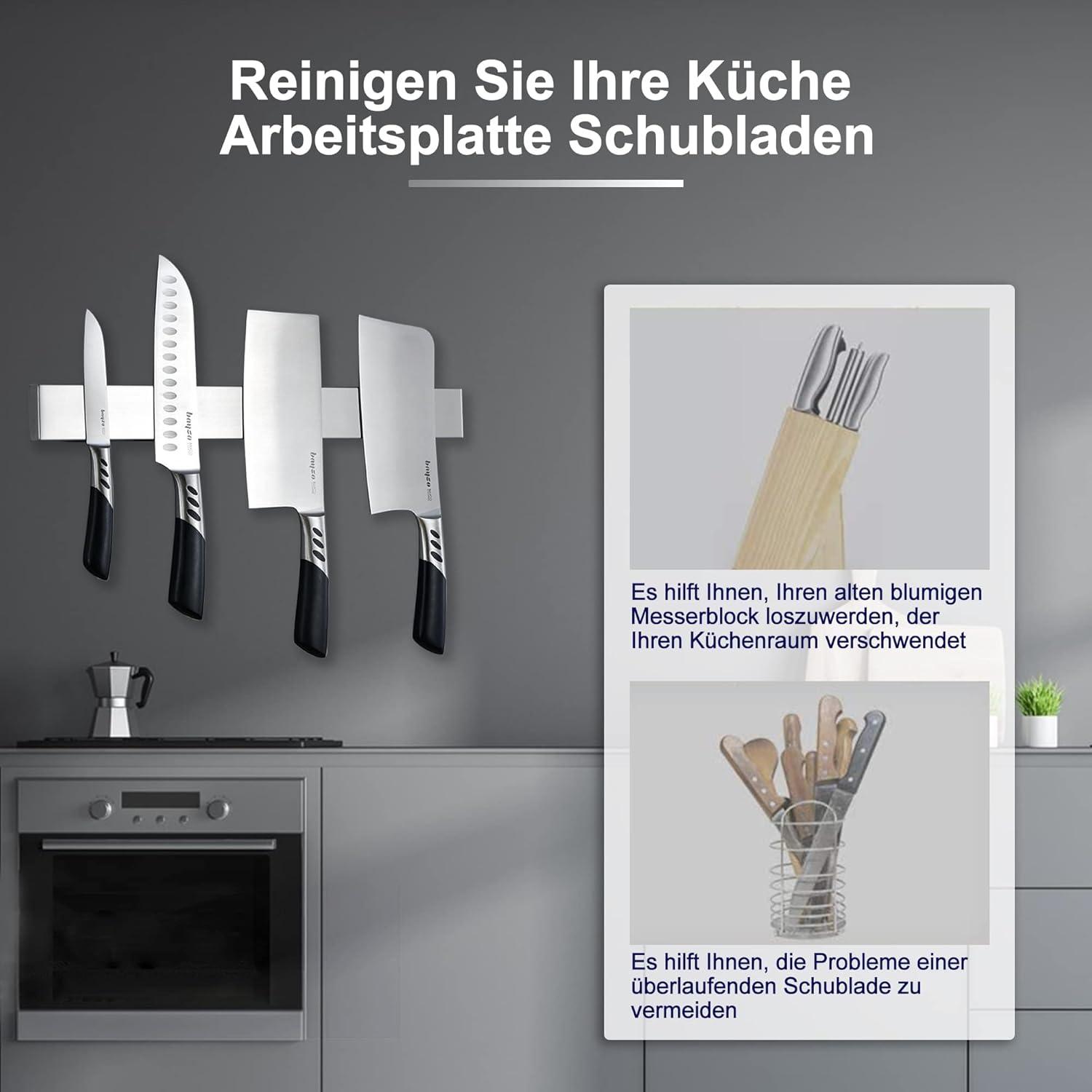 Magnetleiste Messer 50cm Edelstahl Selbstklebend Silbrig Magnetisch