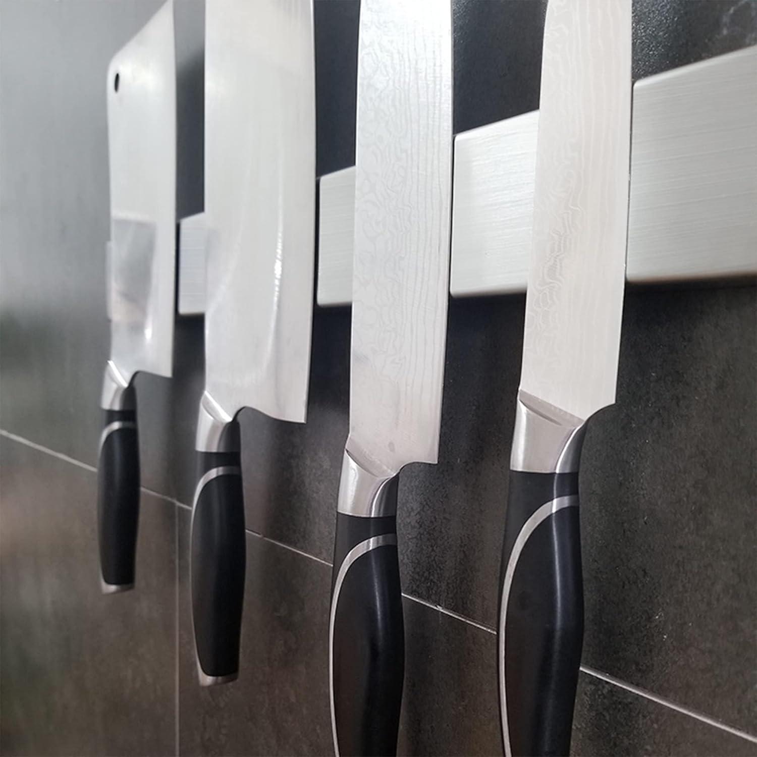 Verbesserte 50cm Magnetleiste Messer mit 3 Haken Edelstahl Selbstklebend