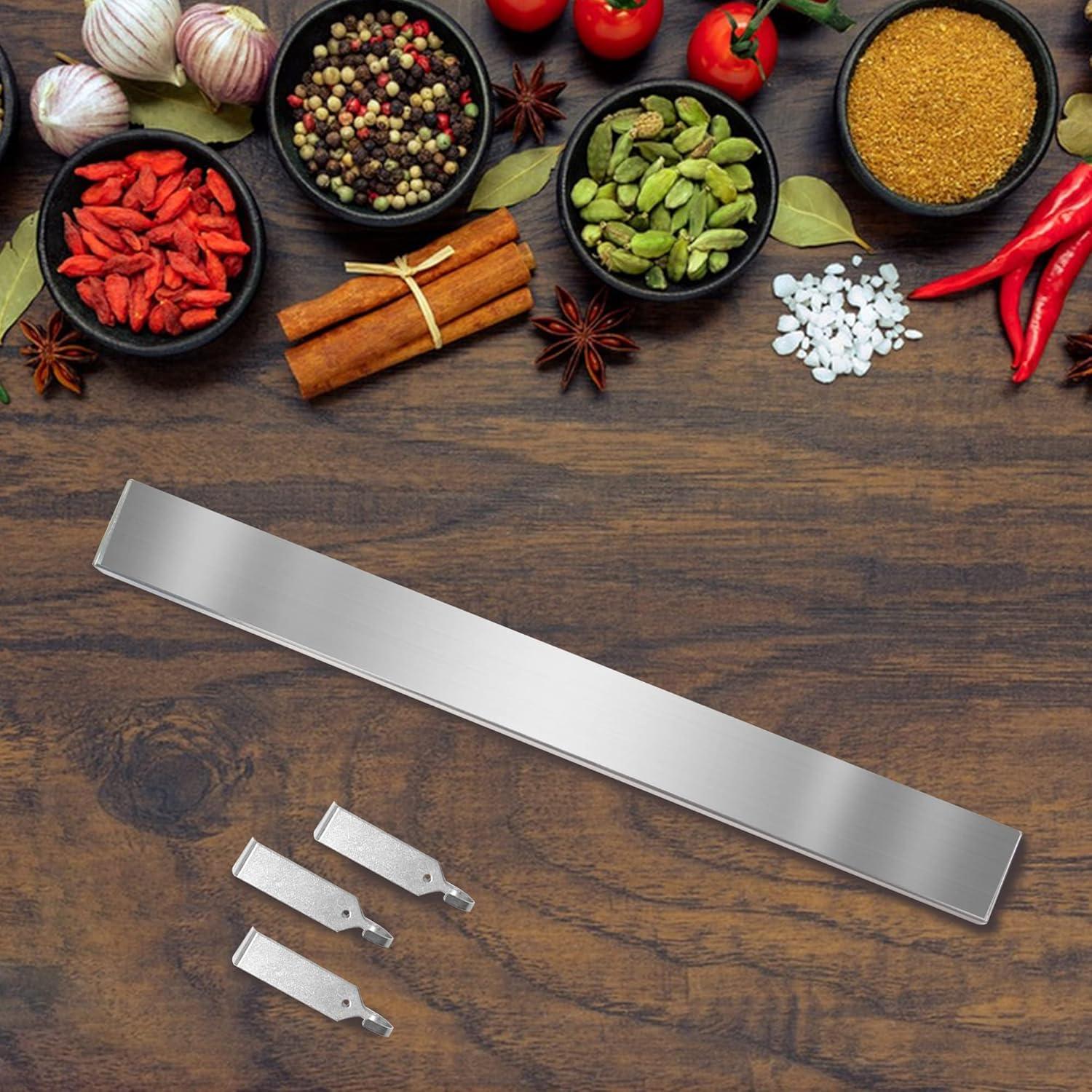 Magnetleiste Messer 50cm Edelstahl Selbstklebend Silber 3 Haken