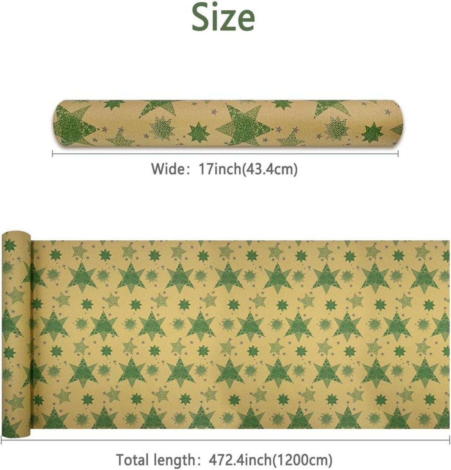 43cm × 20m Weihnachtsgeschenkpapierrolle Kraftpapier Grün