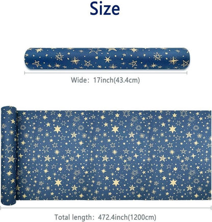 43cm Weihnachtsgeschenkpapierrolle Kraftpapier mit Sternen