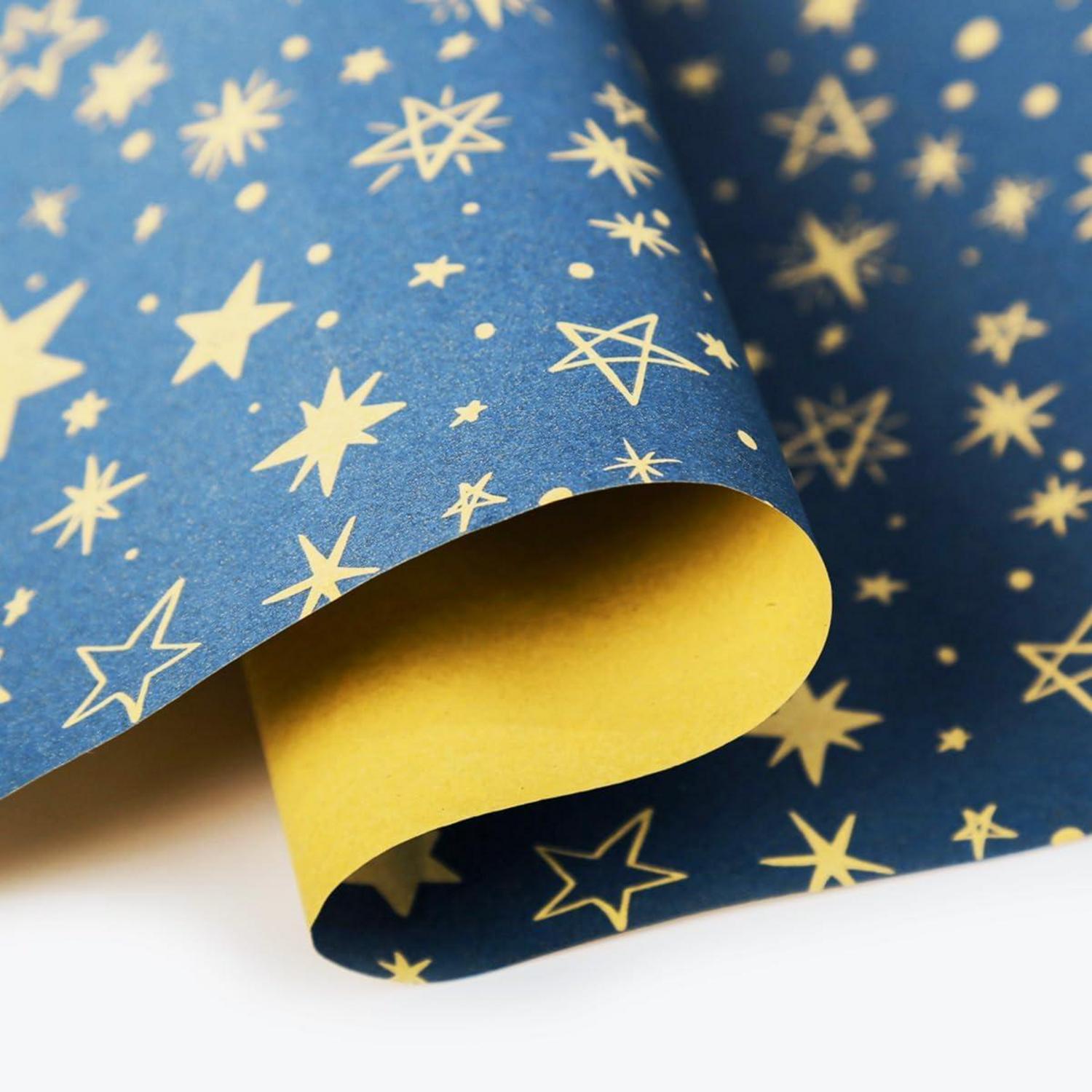 Weihnachtsgeschenkpapierrolle Kraftpapier Sterne 43x20m