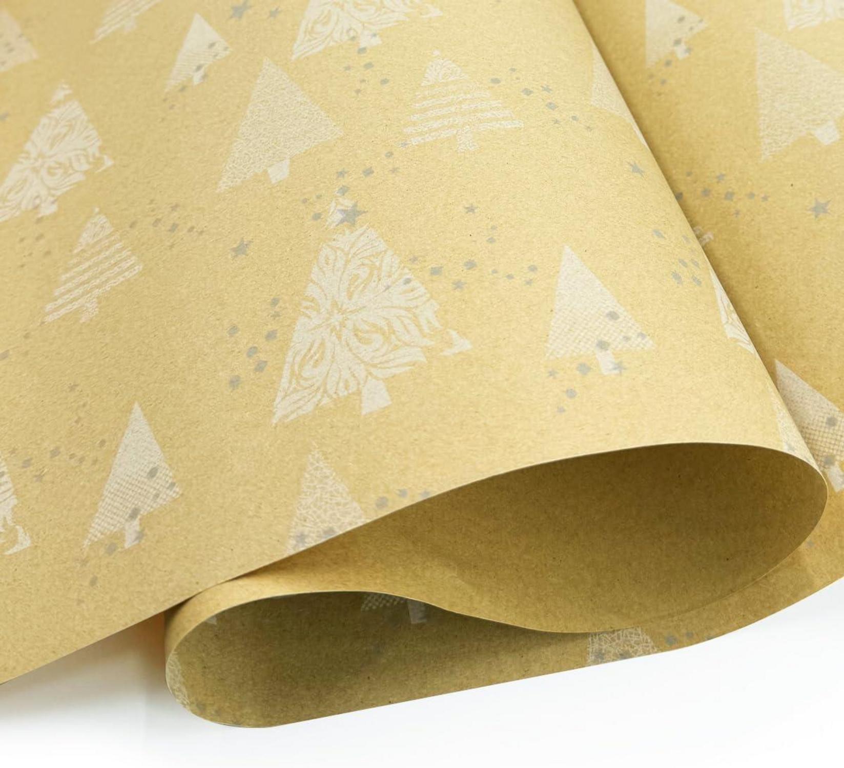 Rollenpaket Weihnachtsgeschenkpapier 43cm x 20m Kraftpapier Sternen