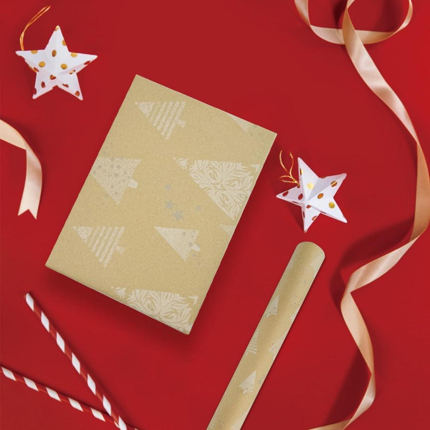 Weihnachtsgeschenkpapierrolle Kraftpapier 43cm x 20m Weihnachten Sterne