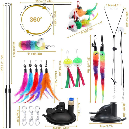 Interaktives Katzenspielzeug mit Feder und Saugnapf