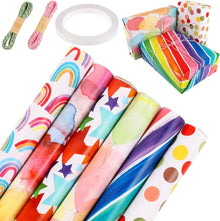 Geschenkpapier Kindergeburtstag Set 6 Rollen Regenbogen Luftballons 3m