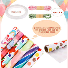 6 Rollen Kindergeburtstag Geschenkpapier Set 43cmx3m