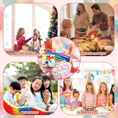 6 Rollen Geschenkpapier Kindergeburtstag Set mit