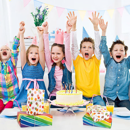 6 Rollen Geschenkpapier Set Kindergeburtstag Pastell 3m mit Klebeband Hanfseil