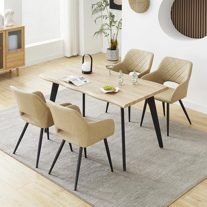 TUKAILAI Esszimmerstühle 2er Set, Creme in Lederoptik