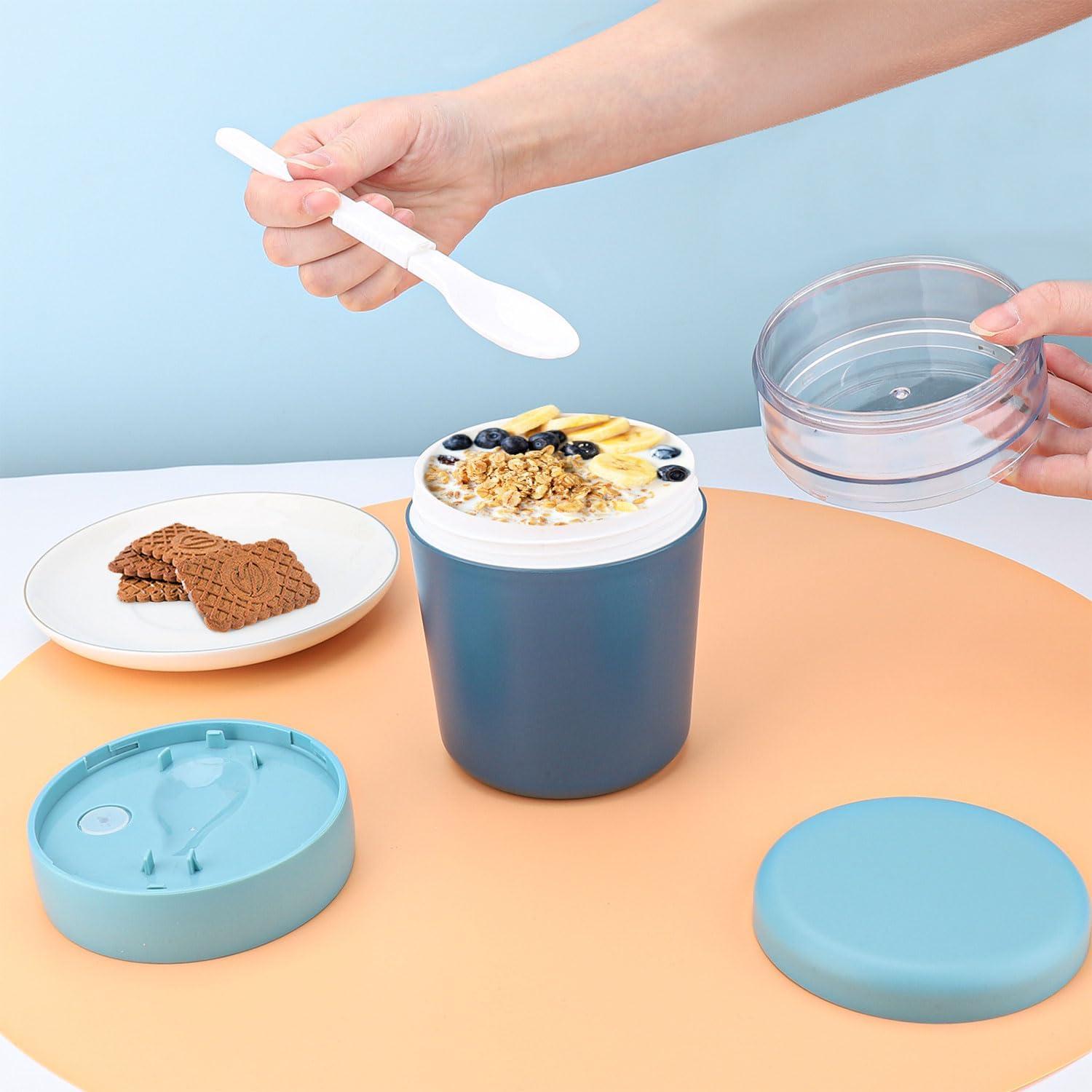 Müslibecher to go mit Löffel und Deckel, 650ml