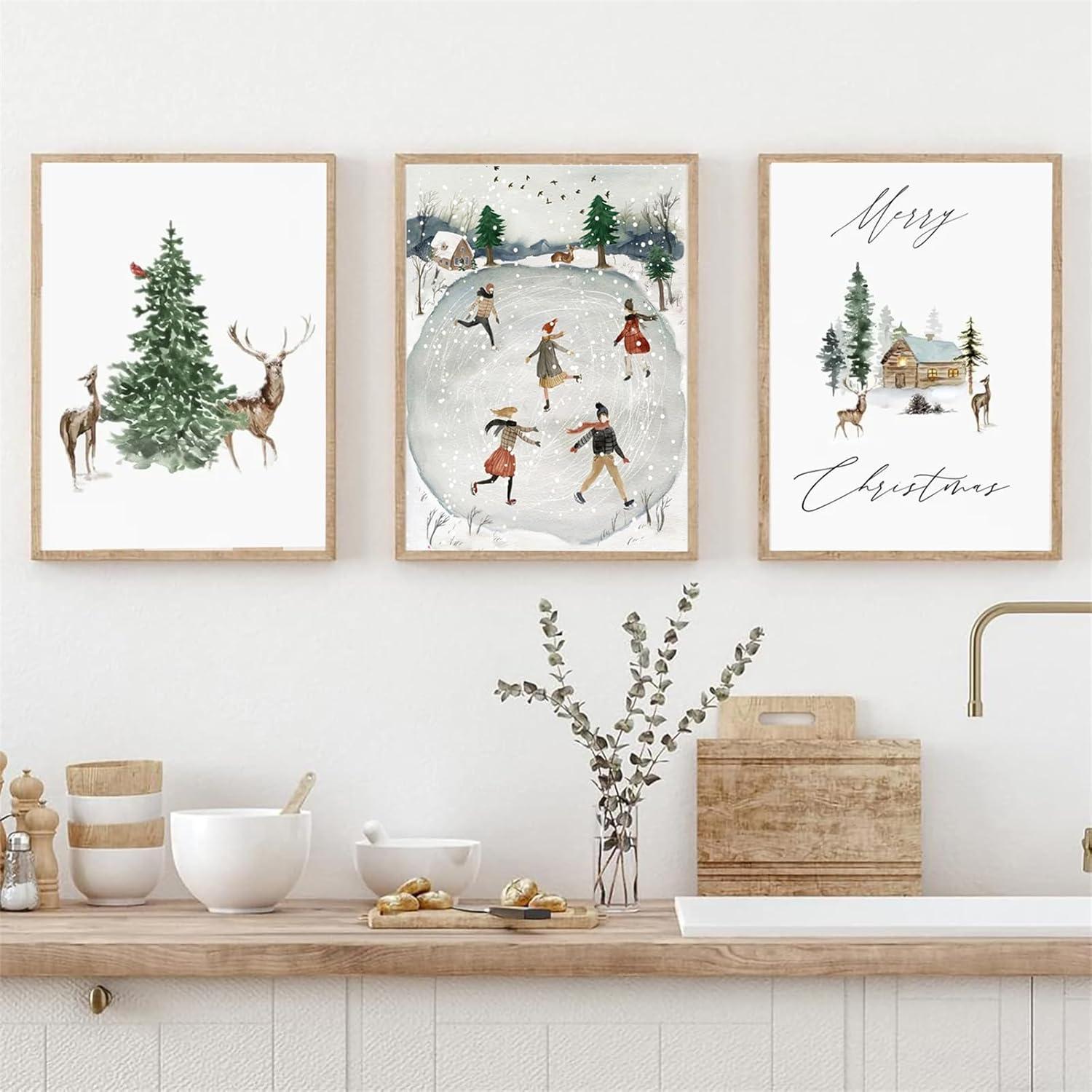 Weihnachts Poster Set Kunst Wandbilder Winter Deko 3er Trayosin