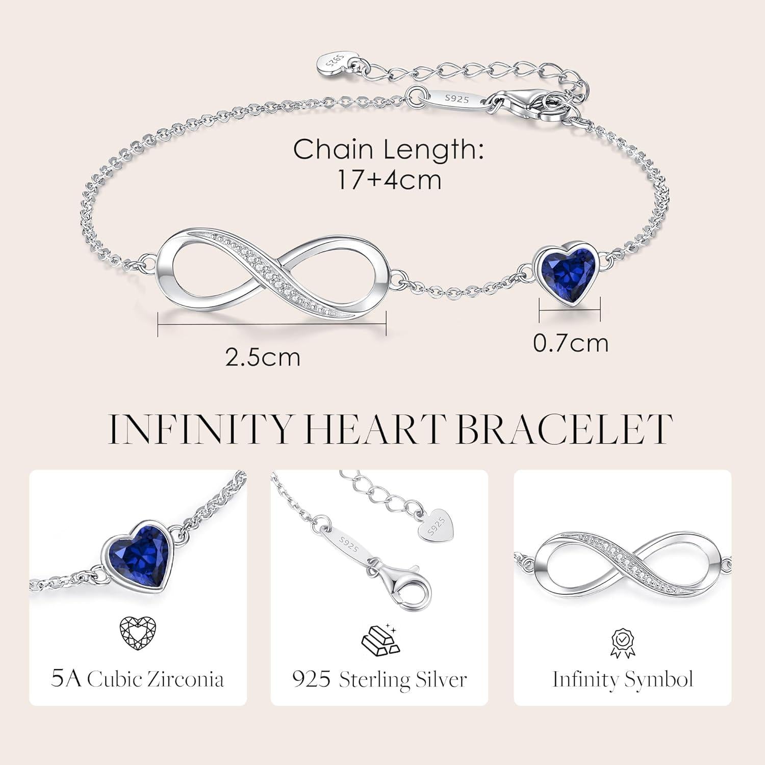 Einstellbares Louisa Secret Infinity Armband 925 Sterling Silber Damen