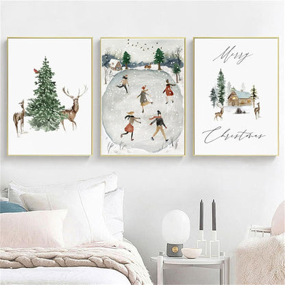 3er Premium Poster Set Weihnachten Winter Wandbilder 50x70cm