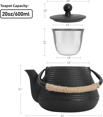 Teekanne aus Gusseisen Wasserkocher-Safe japanisch emailliert 20oz schwarz