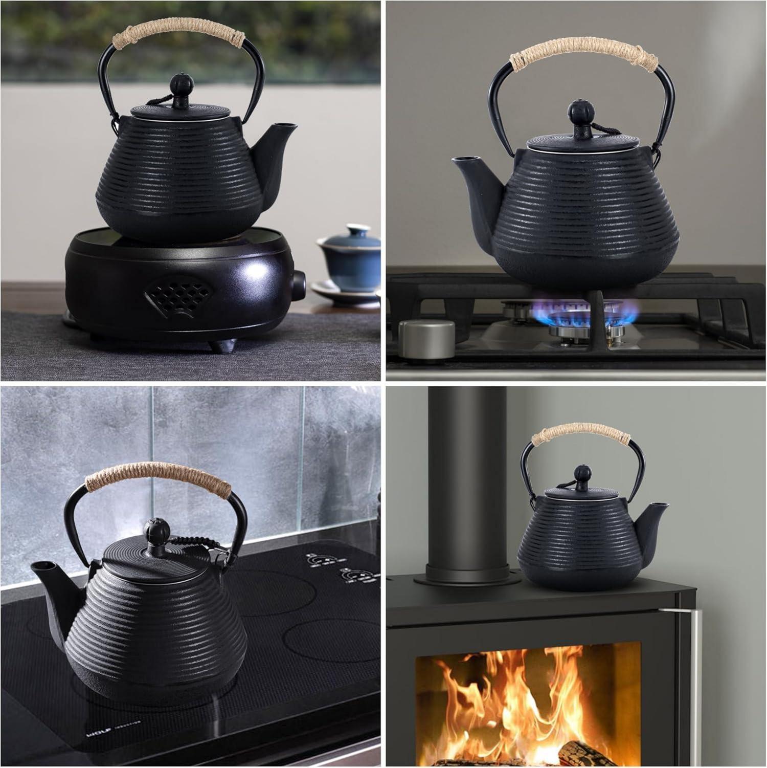 Teekanne aus Gusseisen 600 ml Wasserkocher-Safe japanisch schwarz