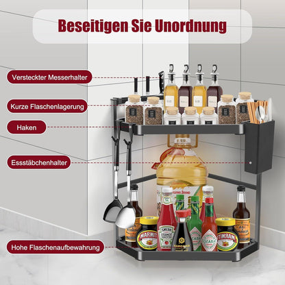 2 Etagen Verstellbares Eck-Küchenregal 39cm Extra Großes Arbeitsplatte
