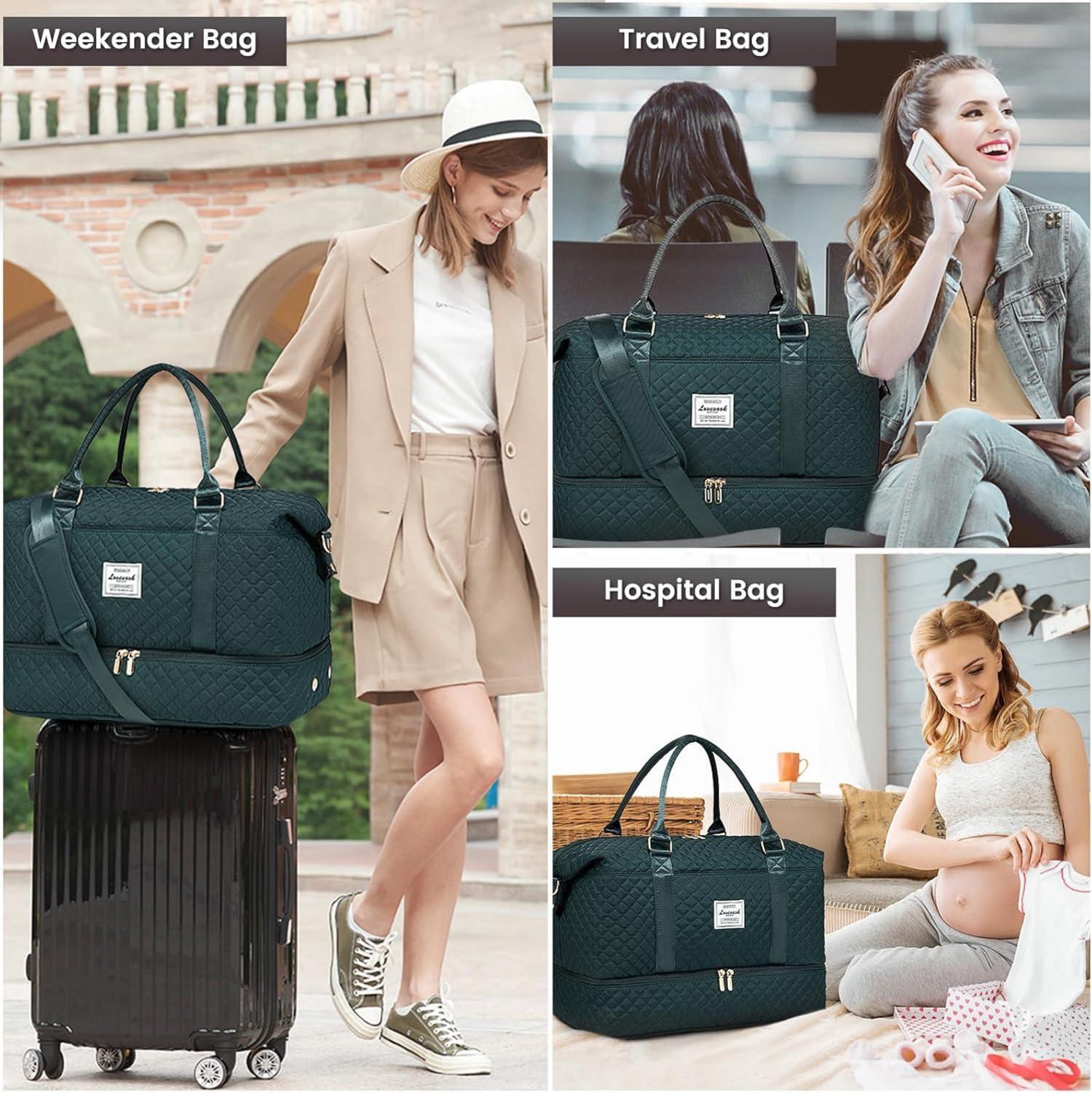 Reisetasche Damen Groß Weekender Sporttasche mit Schuhfach und
