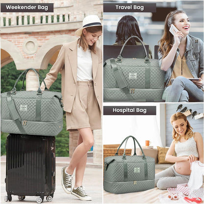 Sporttasche Damen Groß Weekender Reisetasche mit Schuhfach Wasserdicht
