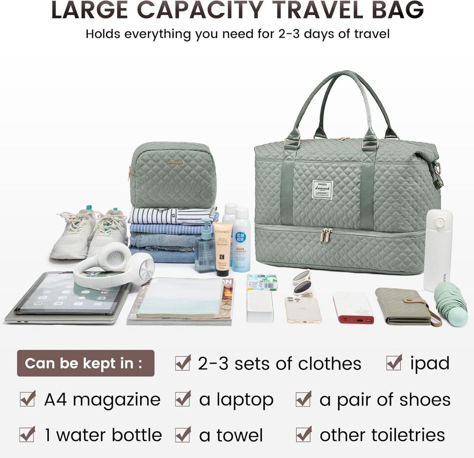 Sporttasche Damen Groß Weekender Reisetasche Duffle Bag mit Schuhfach