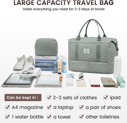 Sporttasche Damen Groß Weekender Reisetasche Duffle Bag mit Schuhfach