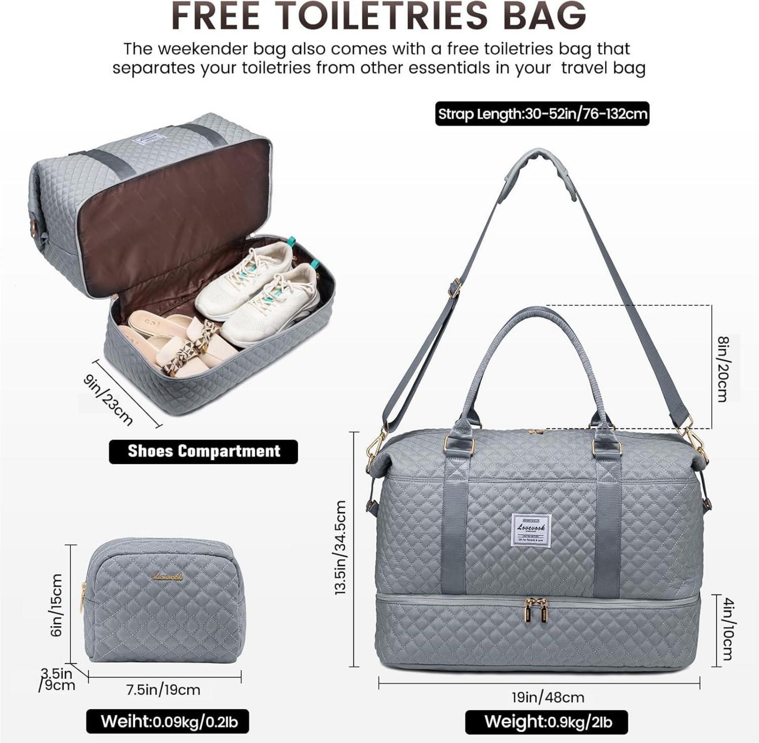 Handgepäck Reisetasche Damen Nylon Groß mit Schuhfach und