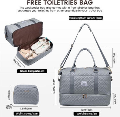 Handgepäck Reisetasche Damen Nylon Groß mit Schuhfach und