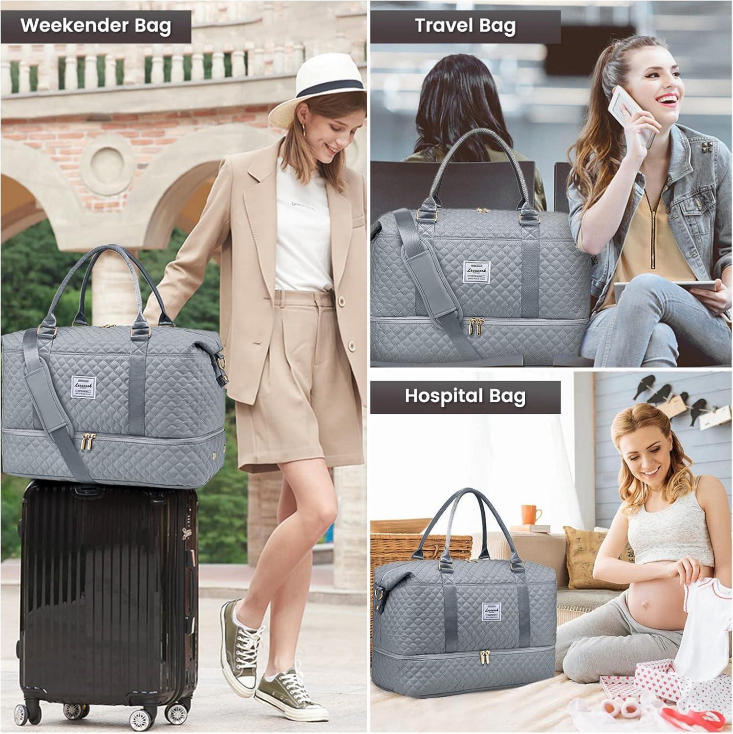 Handgepäck Reisetasche Damen Groß mit Schuhfach und Kulturbeutel