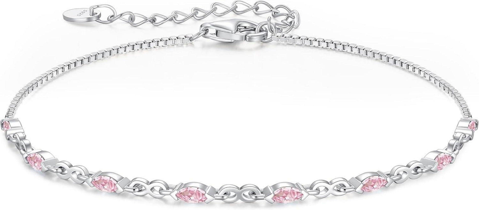 Geburtsstein Armband Silber 925 Damen Zirkonia Infinity Schmuck