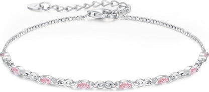 Geburtsstein Armband Silber 925 Damen Zirkonia Infinity Schmuck