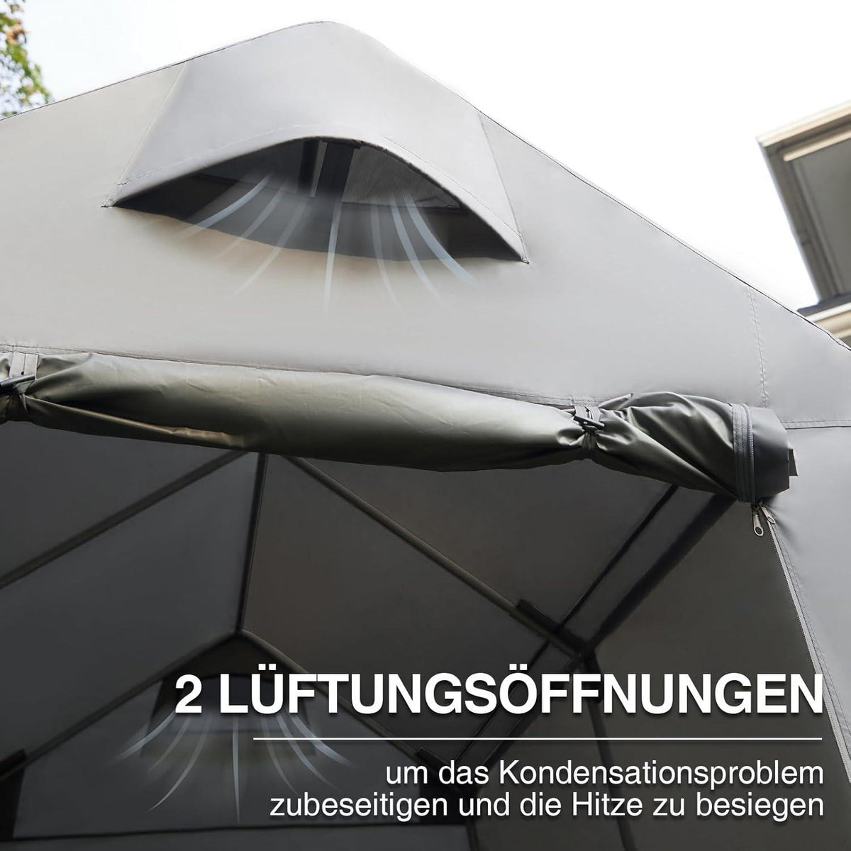 Gerätehaus 9.8m³ Grau 190x230x225cm Wasserdichtes Gerätezelt mit