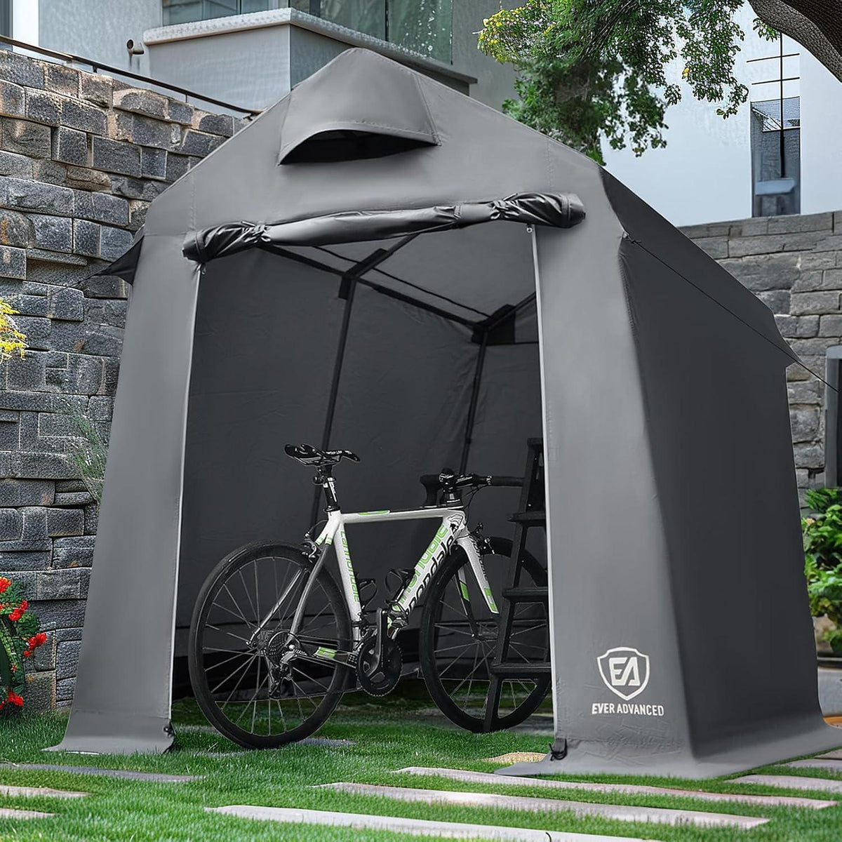 Gerätezelt 190x230x225cm mit Belüftung, wasserdicht, Fahrradgarage, Grau