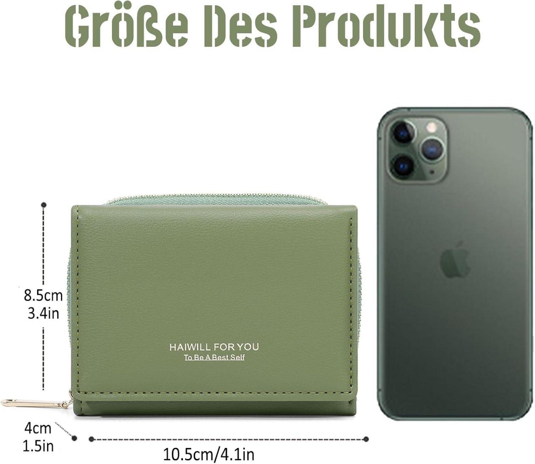 HAIWILL Geldbeutel Damen Klein PU Leder mit Münzfach und 7 Kartenfächern