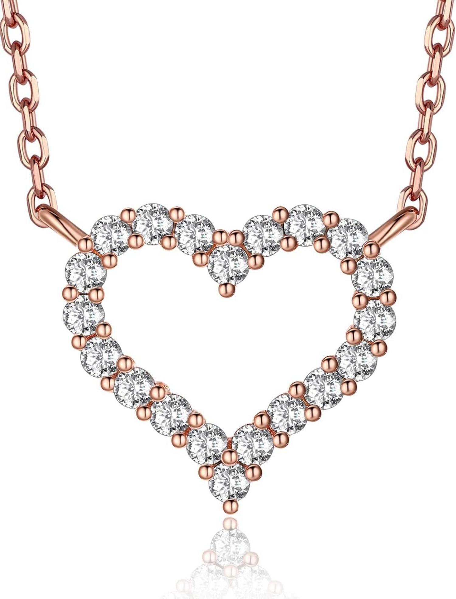 Herz Kette mit Buchstaben A-Z Anhänger, Moissanit Diamant Initialen