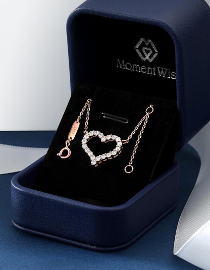 Herz Kette mit Buchstaben A-Z Anhänger, Moissanit Diamant Initialen